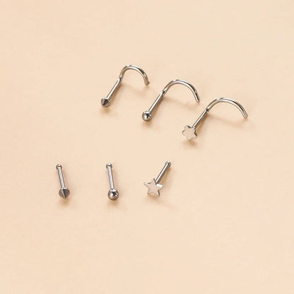 1 Piece Nose Rings & Studs Fashion Geometric Star 316L Stainless Steel Plating