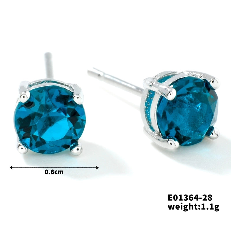 1 Pair Minimalist Geometric Plating Inlay Copper Glass K Gold Plated Rhodium Plated Ear Studs