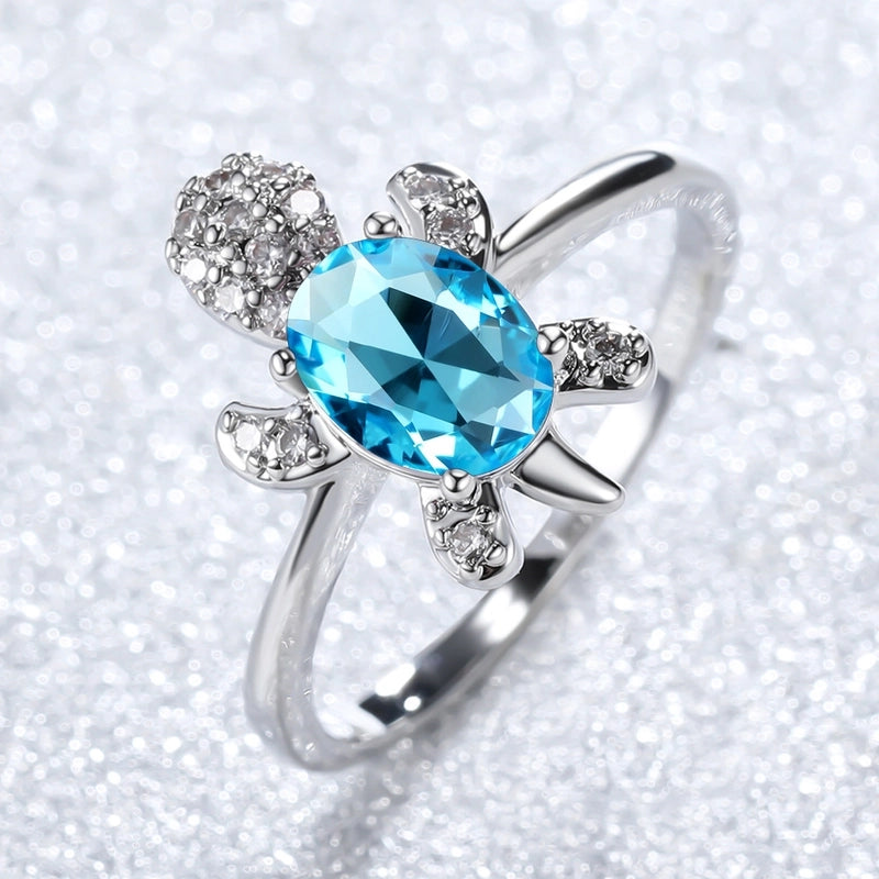 Minimalist Animal Copper Plating Inlay Artificial Gemstones Rings