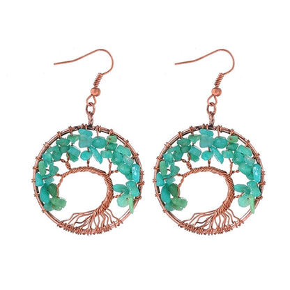 1 Pair Minimalist Leaf Natural Stone Copper Drop Earrings