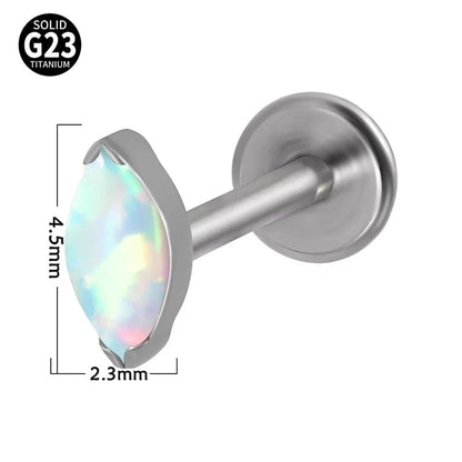 2 Pieces Lip Rings Classic Style Colorful Water Droplets G23 Titanium Synthetic Opal Zircon Inlay Synthetic Opal Zircon