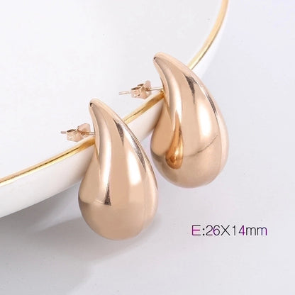 1 Pair Basic Water Droplets Plating Titanium Steel 18K Gold Plated Ear Studs
