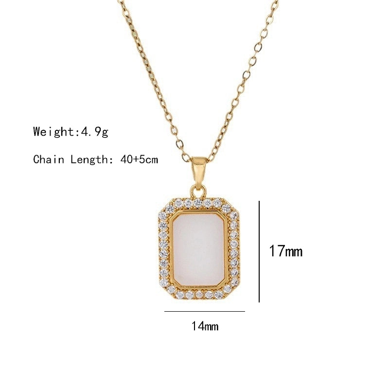 304 Stainless Steel Copper 18K Gold Plated K Gold Plated Inlay Heart Shape Wings Butterfly Zircon Pendant Necklace