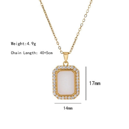 304 Stainless Steel Copper 18K Gold Plated K Gold Plated Inlay Heart Shape Wings Butterfly Zircon Pendant Necklace