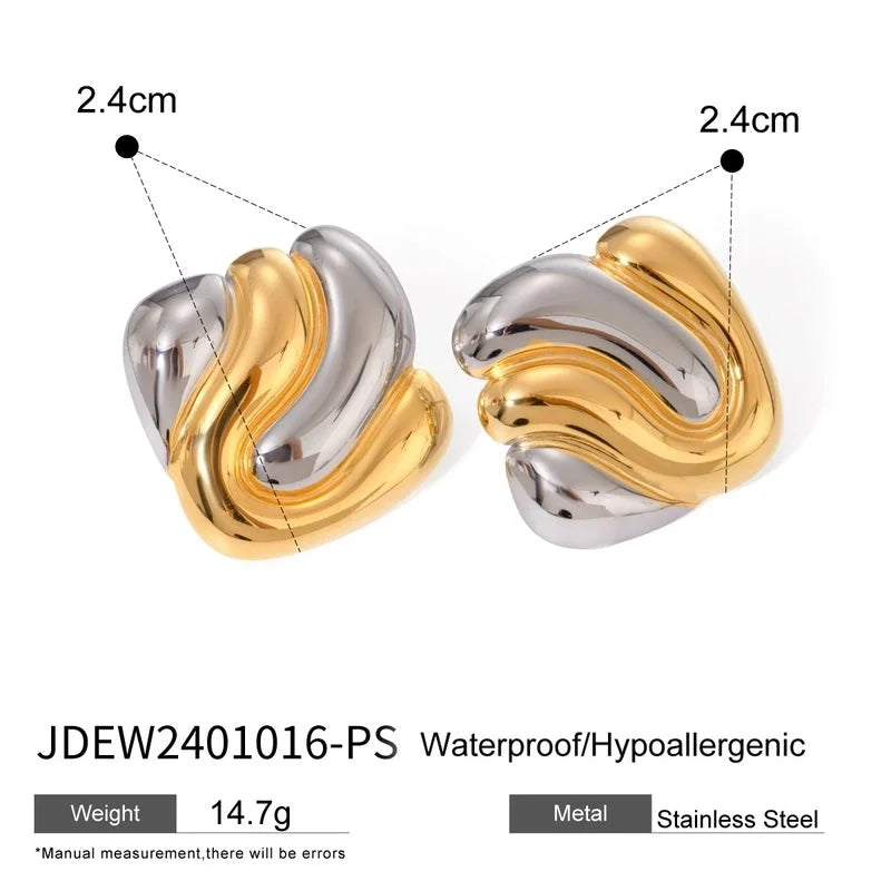 1 Pair Elegant Minimalist Classic Style Geometric Mixed Color Plating 304 Stainless Steel Ear Studs