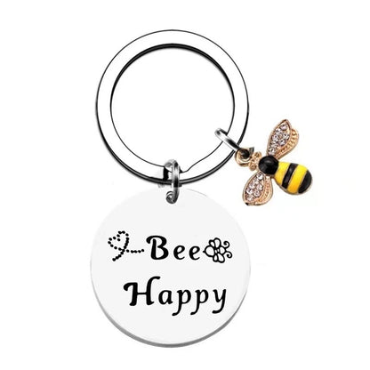 European And American Cross-border Amazon Bee Stainless Steel Keychain Christmas Valentine's Day Gift Engraving Keychain
