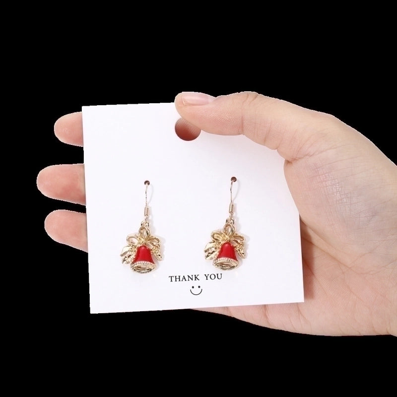 Fashion Christmas Tree Snowflake Elk Silver Plated Enamel Women's Earrings 1 Pair