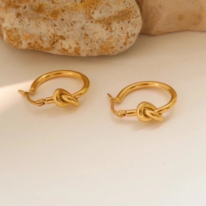 1 Pair Retro Geometric Plating 201 Stainless Steel 18K Gold Plated Hoop Earrings