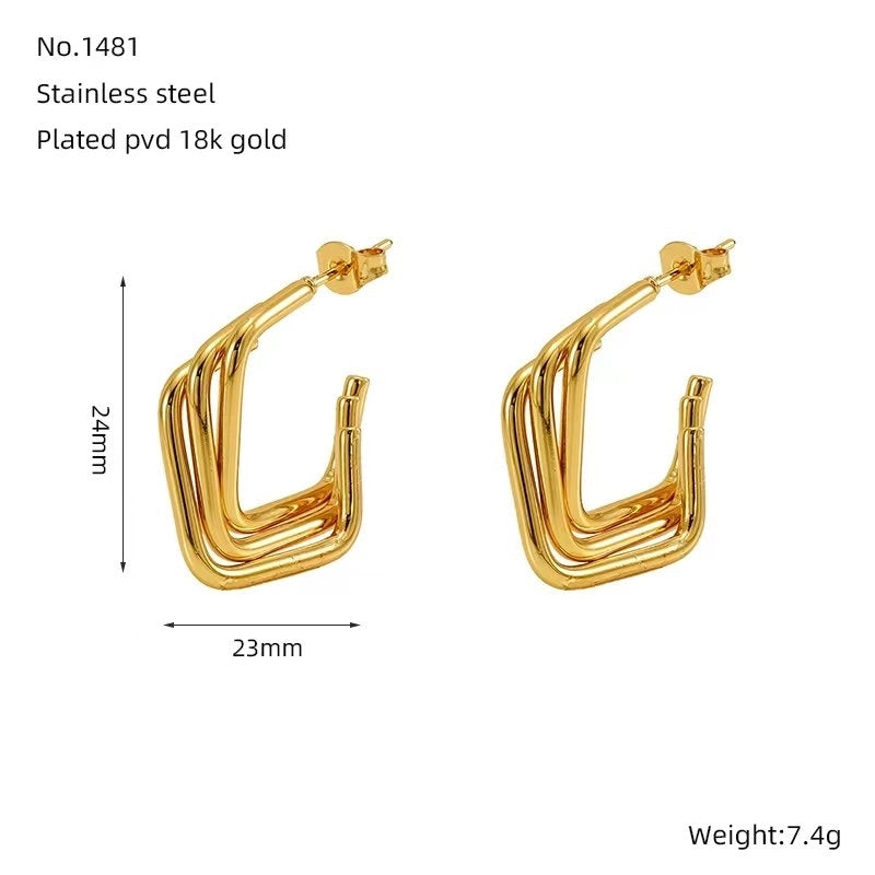 1 Pair Minimalist Classic Style Solid Color 304 Stainless Steel 18K Gold Plated Earrings Ear Studs