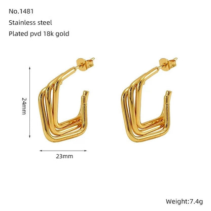 1 Pair Minimalist Classic Style Solid Color 304 Stainless Steel 18K Gold Plated Earrings Ear Studs
