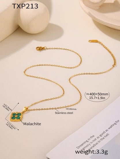 Elegant Square 304 Stainless Steel Shell 18K Gold Plated Plating Jewelry Set