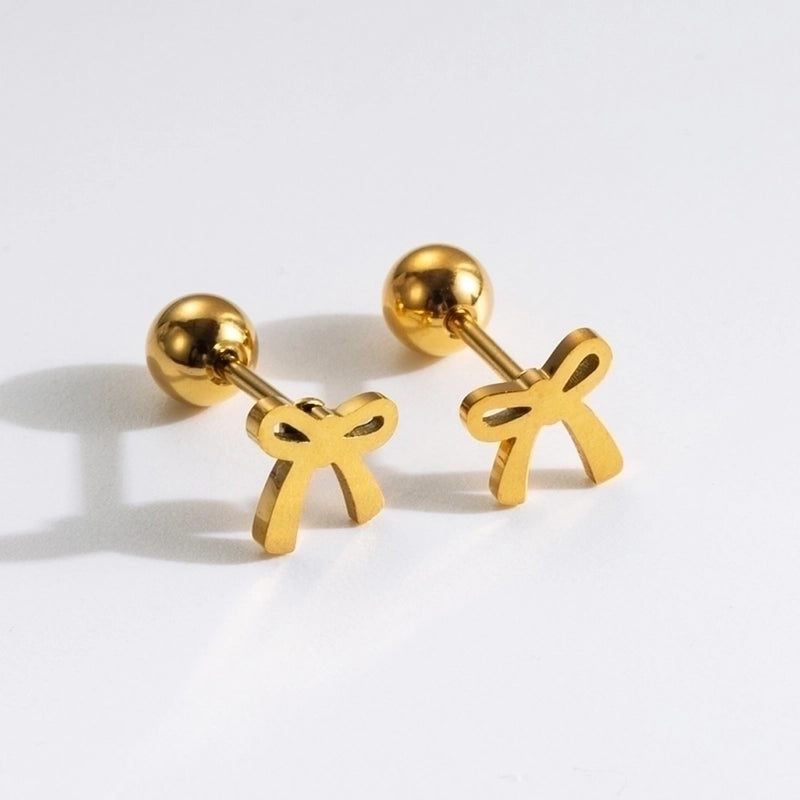 1 Pair Commute Rabbit Heart Shape Crown 304 Stainless Steel 18K Gold Plated Ear Studs