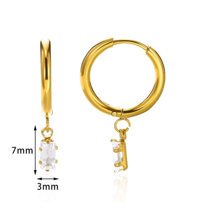 1 Pair Elegant Streetwear Geometric Plating 304 Stainless Steel Zircon Drop Earrings