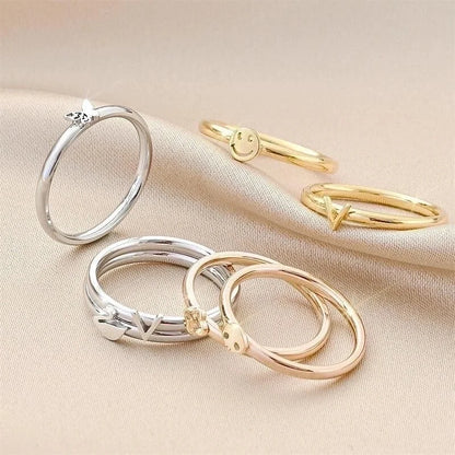 Minimalist Butterfly Titanium Steel 18K Gold Plated Polishing Plating Rings