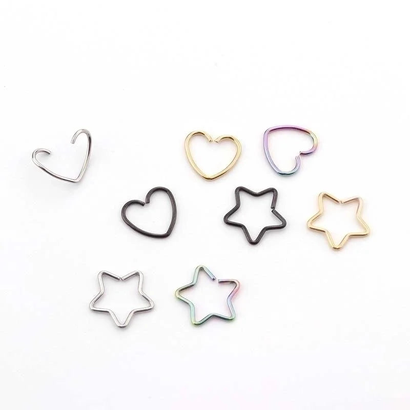 Ear Cartilage Rings & Studs Fashion Heart 316L Stainless Steel Plating No Inlaid