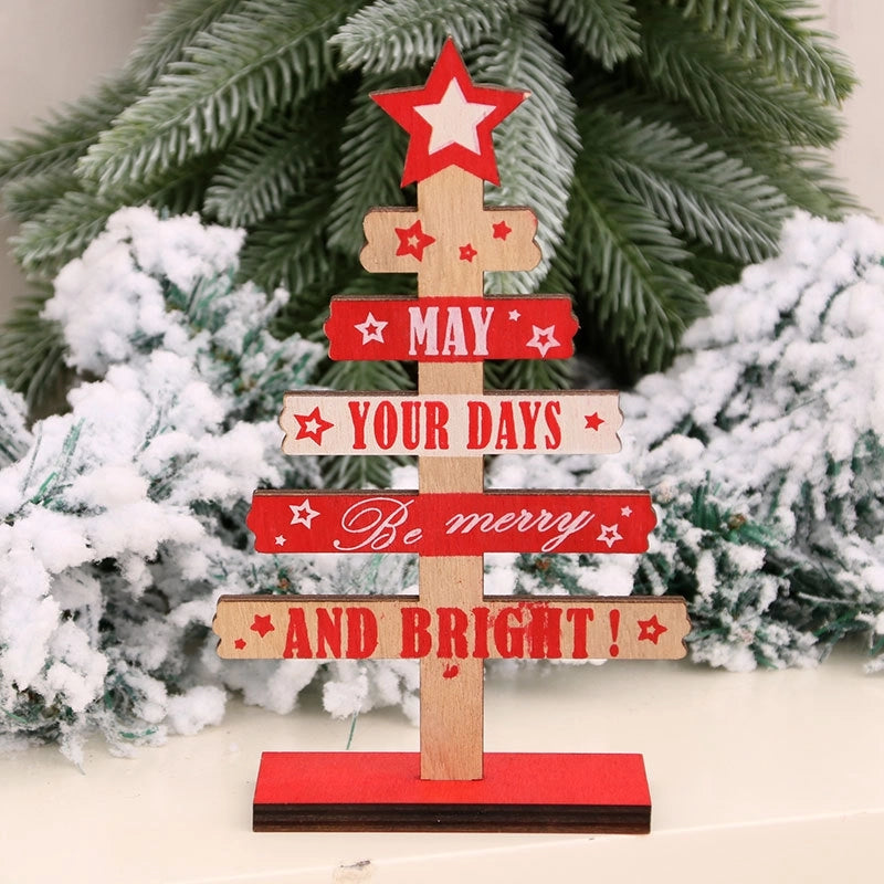 Christmas Decorations Wooden Diy Mini English Alphabet Christmas Tree Desktop Office Decorations