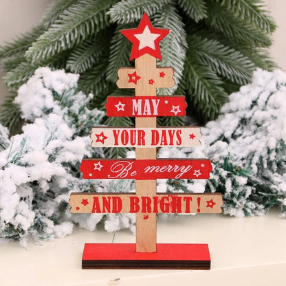 Christmas Decorations Wooden Diy Mini English Alphabet Christmas Tree Desktop Office Decorations