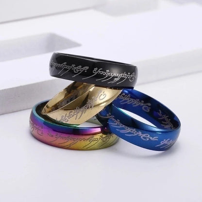 Fashion Letter 201 Stainless Steel Gold Plated Plating Rings