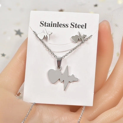 Minimalist Tortoise Star Heart Shape Stainless Steel Hollow Out Earrings Necklace 1 Set