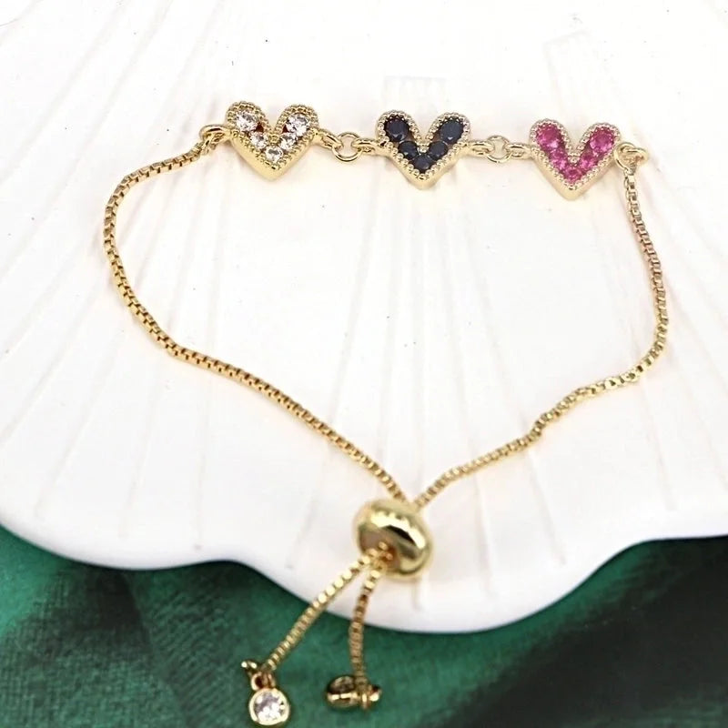 Fashion Geometric Copper Artificial Gemstones Bracelets In Bulk