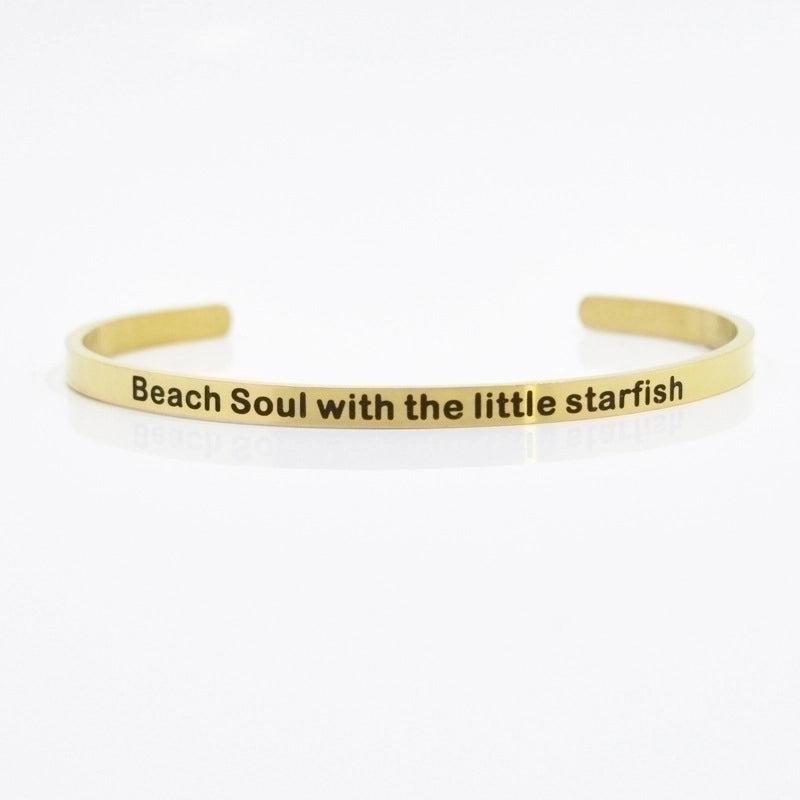 Minimalist Letter Stainless Steel Bangle