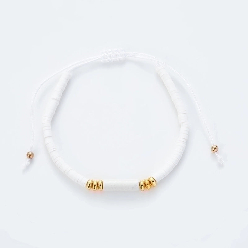 Minimalist Solid Color Natural Stone Rope Handmade Knitting Drawstring Bracelets