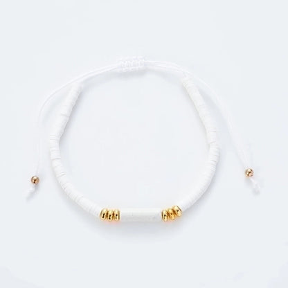 Minimalist Solid Color Natural Stone Rope Handmade Knitting Drawstring Bracelets