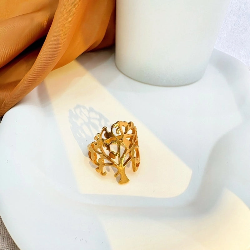 Vintage Style Classic Style Tree Rose 304 Stainless Steel Plating Open Rings