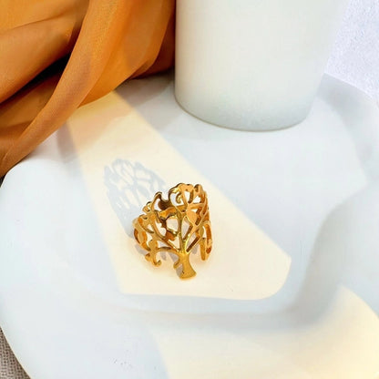 Vintage Style Classic Style Tree Rose 304 Stainless Steel Plating Open Rings