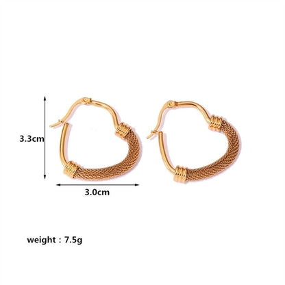 1 Pair Casual Minimalist Geometric Plating Mesh Stainless Steel Hoop Earrings