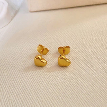1 Pair Minimalist Heart Shape Titanium Steel Earrings
