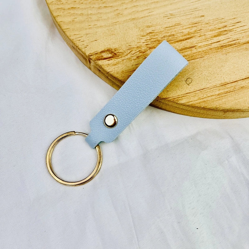 Creative Solid Color Pu Keychain Simple Couple Leather Car Key Ring Metal Universal Bag Strap Buckle Office Culture Accessories