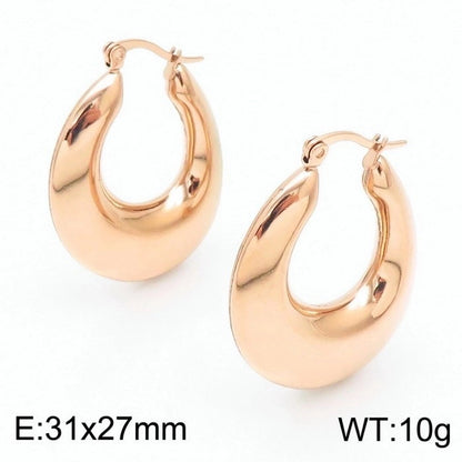 1 Pair Minimalist U Shape Plating Titanium Steel 18K Gold Plated Hoop Earrings