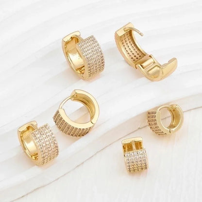 1 Pair Elegant Lady Circle Plating Inlay Copper Zircon 18k Gold Plated Earrings