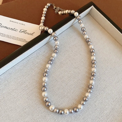 French Style Round Pearl Plating Women\'s Necklace