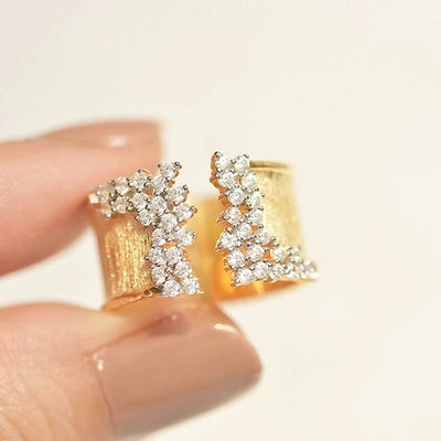 Fashion Irregular Copper Inlay Zircon Open Ring 1 Piece