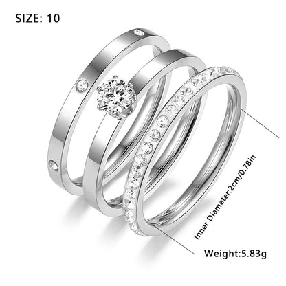Elegant Minimalist Solid Color Stainless Steel Plating Inlay Zircon 18k Gold Plated Rose Gold Plated White Gold Plated Rings