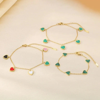 Minimalist Heart Shape 304 Stainless Steel 18K Gold Plated Bracelets In Bulk