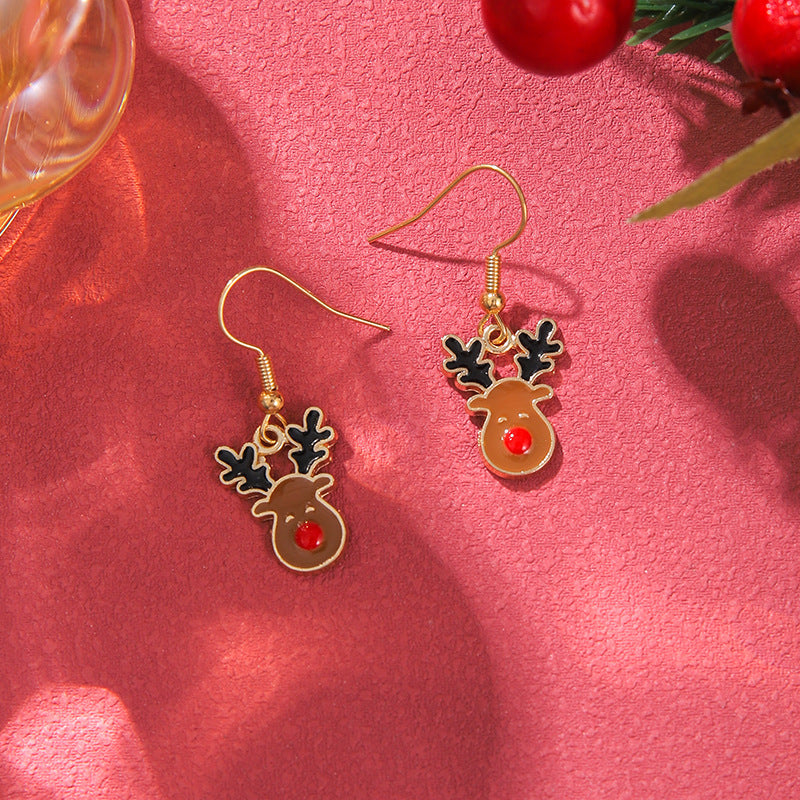 Christmas Earrings Red Bell Studs Candy Color Snowflake Studs Alloy Christmas Ear Accessories