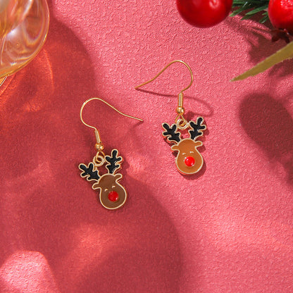 Christmas Earrings Red Bell Studs Candy Color Snowflake Studs Alloy Christmas Ear Accessories