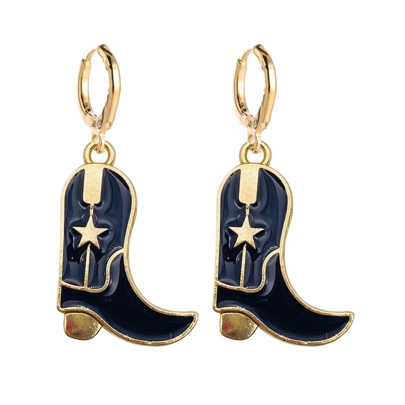 New Vintage Personalized Cowboy Boots Earrings Fashion Hat Alloy Oil Drop Pendant Earrings Europe And The United States Jewelry