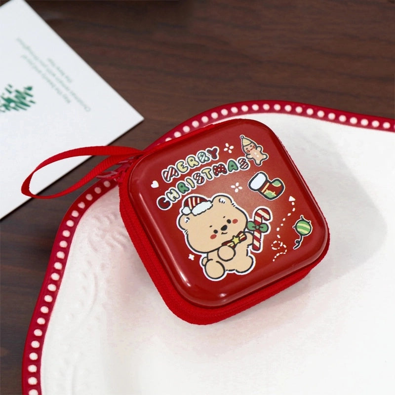 Unisex Animal Christmas Hat Tinplate Zipper Coin Purses