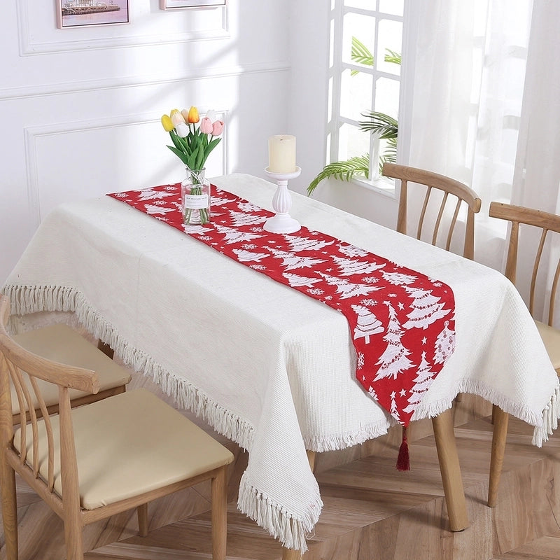 Christmas Christmas Tree Santa Claus Elk Polyester Christmas Tablecloth