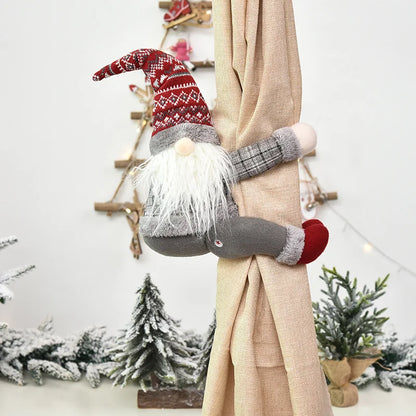 Christmas Forest Man Knitted Wool Curtain Door Curtain Buckle Home Curtain Set