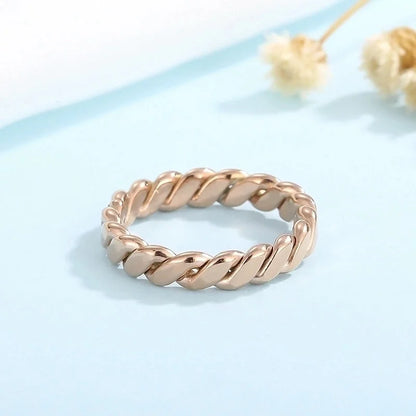 Fashion Twist Titanium Steel 18K Gold Plated Polishing Stainless Steel Rings