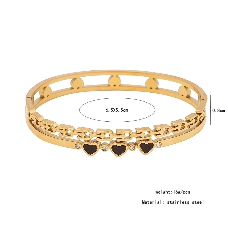 Elegant Minimalist Flower Butterfly 304 Stainless Steel 18K Gold Plated Zircon Bangle In Bulk