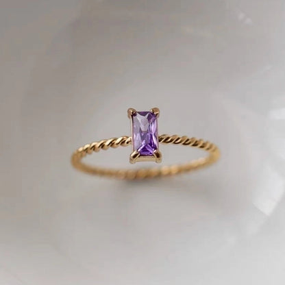 Sweet Square Titanium Steel Inlay Rhinestones Rings