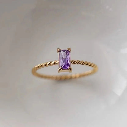 Minimalist Geometric Titanium Steel Inlay Zircon Rings 1 Piece