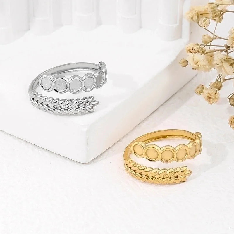 2 Pieces 304 Stainless Steel 18K Gold Plated Beach Minimalist Plating Cross Simple Lines Rings