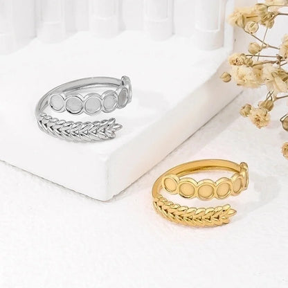 2 Pieces 304 Stainless Steel 18K Gold Plated Beach Minimalist Plating Cross Simple Lines Rings